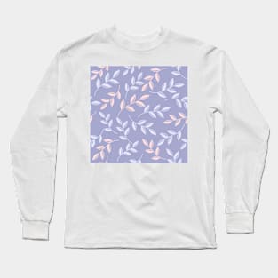 Leaves repeat pattern in pastel lavender Long Sleeve T-Shirt